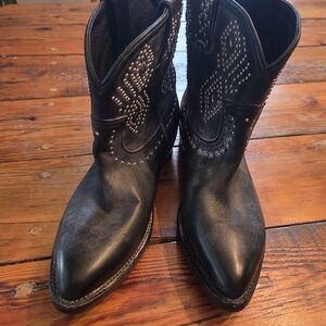Frye Black Ankle Boots with Studded Design